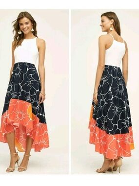 Anthropologie Hutch Peachy High-Low Midi Dress Sz S